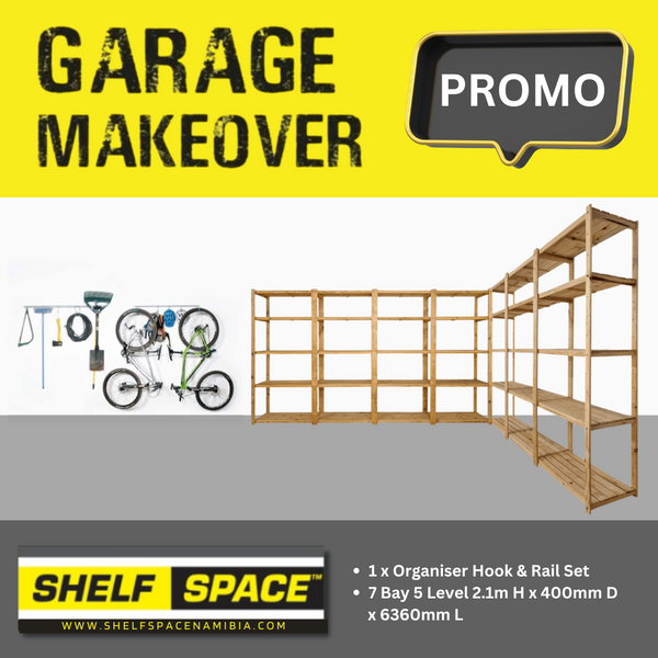 Garage Bundle DIY 7 Bay 5 Level with Hook & Rail Set