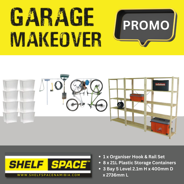 Garage Bundle Deluxe DIY 3 Bay 5 Level with Hook & Rail & Containers