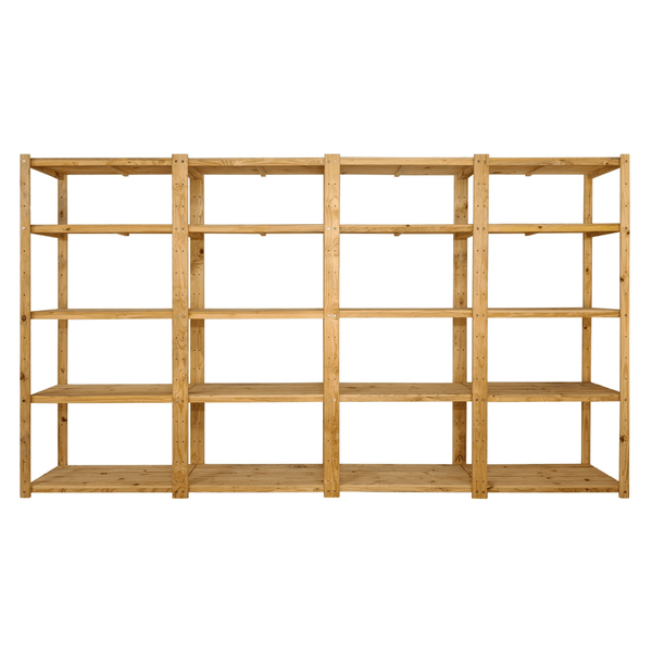 4 Bay DIY Wooden Shelf With 5 Levels Of Shelves (2.4m high)