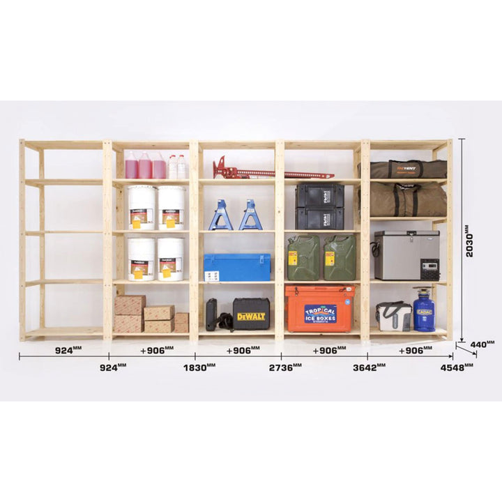 Garage Bundle Deluxe DIY 5 Bay 5 Level with Hook & Rail & Containers - Garage Guys