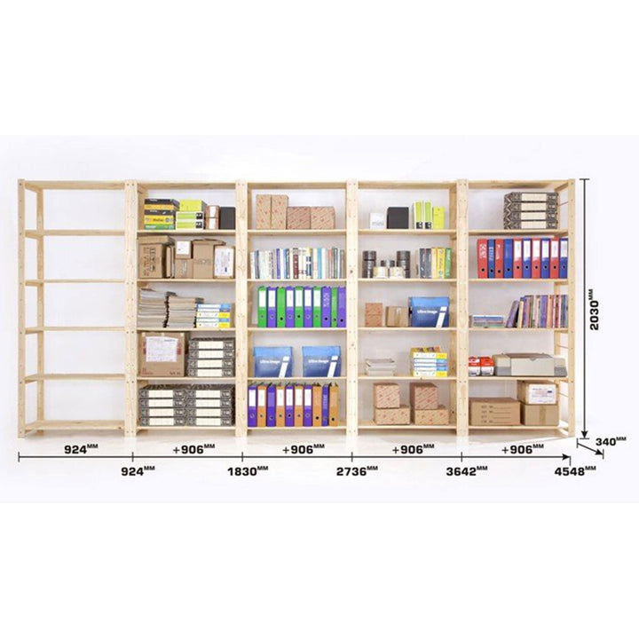 5 Bay DIY Wooden Shelving with 5 levels of Shelves (2.4m High) - Garage Guys