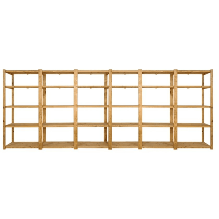 6 Bay DIY Wooden Shelving with 5 levels of Shelves (2.7m High) - Garage Guys