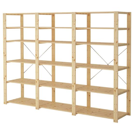 2 Bay 6 Level Pine Wooden Modular DIY Book Filing Shelf - Garage Guys